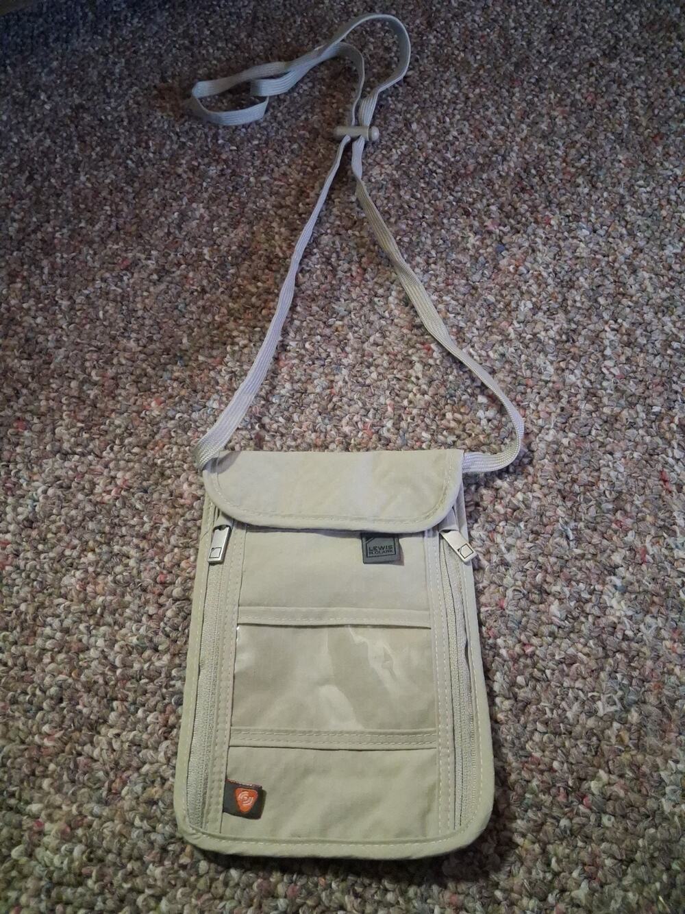 Lewis N. Clark RFID Blocking Stash Neck Wallet Travel Pouch - Taupe / Beige